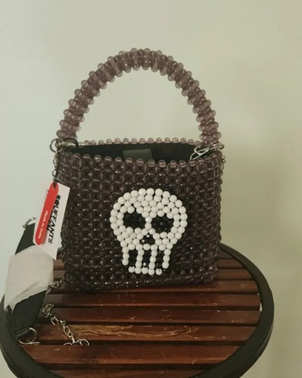 Halloween Skull Beaded Purse Handbag BOUFFANTS AND BROKEN HEARTS by Kendra Dandy
